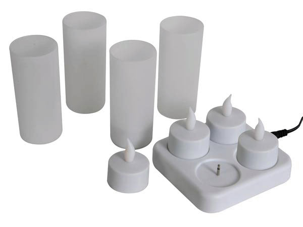 Ensemble de 4 bougies rechargeables à led xmcl13 eclairage decoratif lumiere basse consommation ECLATS DESTOCKAGE