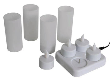 Ensemble de 4 bougies rechargeables à led xmcl13 eclairage decoratif lumiere basse consommation ECLATS DESTOCKAGE