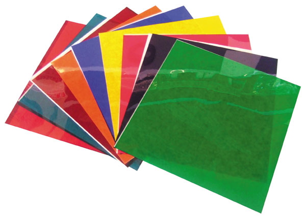 Feuilles gelatines filtre 10 couleurs differentes pour par64 250x250mm ECLATS DESTOCKAGE