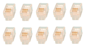 Fiche modulaire mâle a sertir (les 10 pièces) rj09 4p2c 4p/4c rj10 telephone telephonie plug 4p4c ECLATS DESTOCKAGE