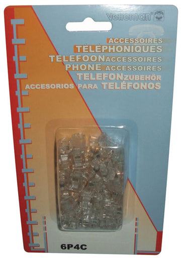 Fiche rj11 6p/4c pour telephonie (les 50 pièces) pour cordons telephoniques 6p4c/b ECLATS DESTOCKAGE