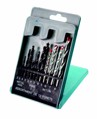 Foret assortis metal bois beton 12 pcs meche assortis pour bois metal beton outillage portatif ECLATS DESTOCKAGE
