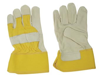 Gant de travail cuir jaune swg01 protection bricolage jardinage securite main ECLATS DESTOCKAGE