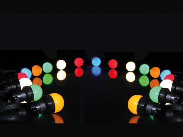 Guirlande de fete a led 11.5m 20 lampes 7 led e27 ip44 multicolores xmpl10rgb ECLATS DESTOCKAGE