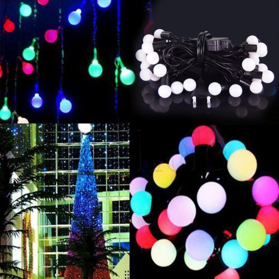 Guirlande lumineuse 10m étanche ip68 100 ampoule led ronde multicolore rouge vert bleu jaune blanc ECLATS DESTOCKAGE