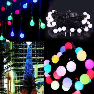 Guirlande lumineuse 10m étanche ip68 100 ampoule led ronde multicolore rouge vert bleu jaune blanc ECLATS DESTOCKAGE