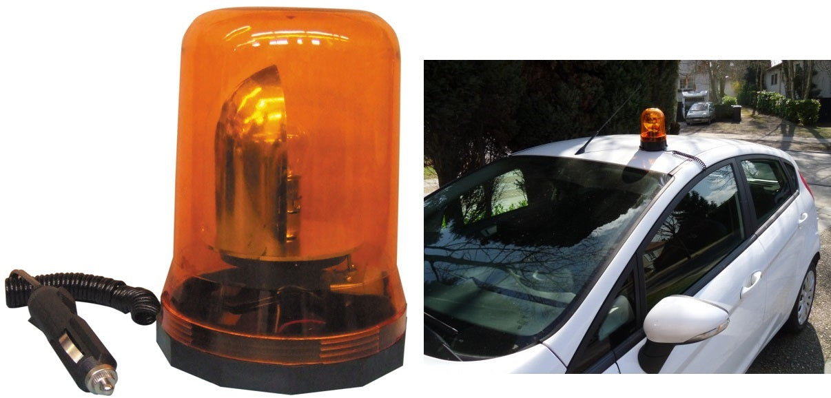Gyrophare electrique magnetique 12v 25w ambre girophare feu grand modele 12vcc orange ECLATS DESTOCKAGE