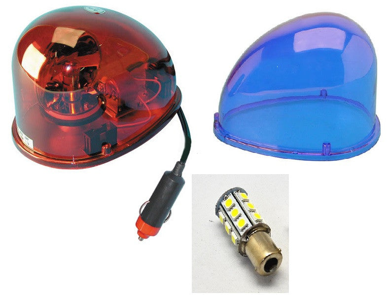 Gyrophare magnetique bleu 12v 24 led + ampoule etanche goutte eau police urgence secours aimante ECLATS DESTOCKAGE