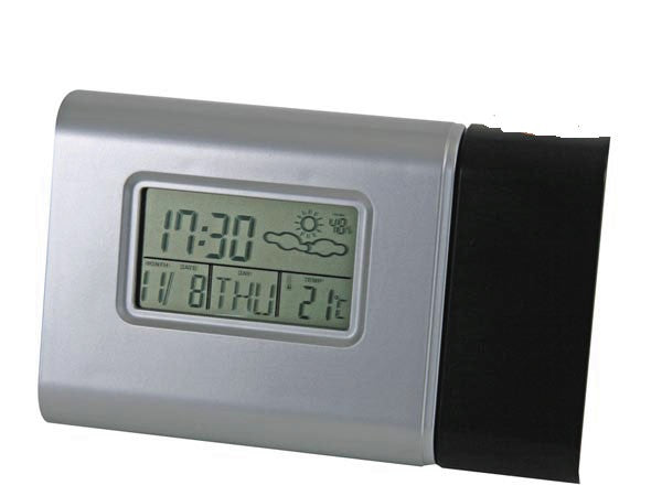 Horloge a projection de l heure alarme date wt51 thermometre hydrometre previsions meteo 5410329390655 ECLATS DESTOCKAGE