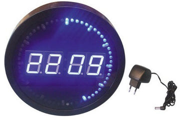 Horloge électrique à affichage led bleu orium pendule horaire murale 25cm affichage heure ECLATS DESTOCKAGE