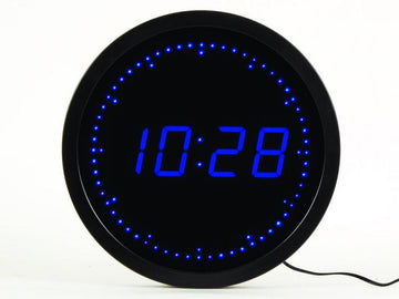 Horloge murale 25cm affichage heure led bleu pendule horaire ECLATS DESTOCKAGE
