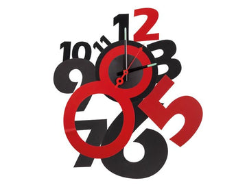 Horloge murale a monter soi-même design rouge et noir autocollante silencieuse polypropylène wcs2 ECLATS DESTOCKAGE