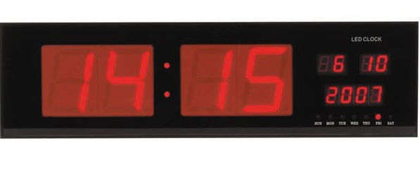 Horloge murale led date jour mois annee affichage wc235rl afficheur heure minute ECLATS DESTOCKAGE