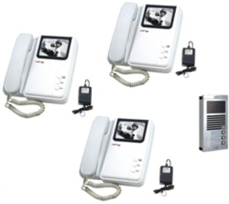 Interphone electronique villa portier video n/b 6 fils saillie (caméra 3 moniteurs) noir et blanc ECLATS DESTOCKAGE