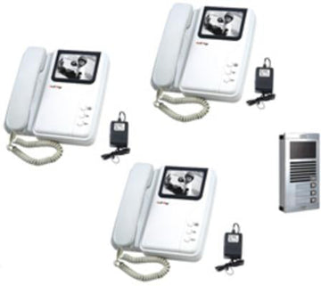 Interphone electronique villa portier video n/b 6 fils saillie (caméra 3 moniteurs) noir et blanc ECLATS DESTOCKAGE
