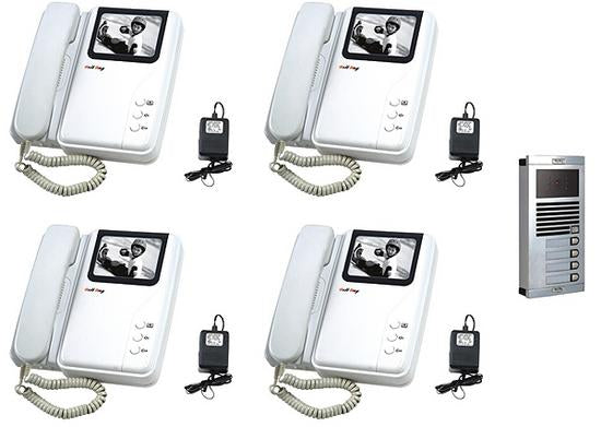 Interphone electronique villa portier video n/b 6 fils saillie (caméra 4 moniteurs) noir et blanc ECLATS DESTOCKAGE