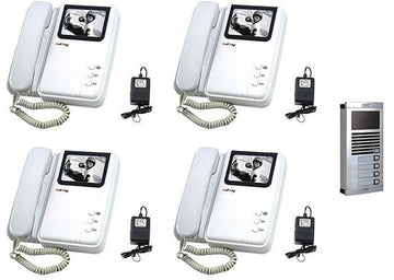 Interphone electronique villa portier video n/b 6 fils saillie (caméra 4 moniteurs) noir et blanc ECLATS DESTOCKAGE