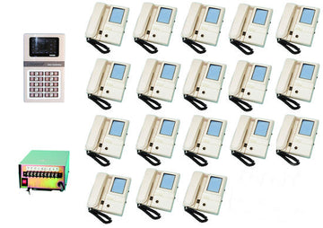 Interphone portier video collectif noir blanc 18bp complet (4xw12xs,4c2v à rajouter) ECLATS DESTOCKAGE