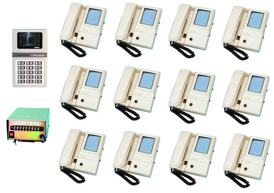 Interphone portier video noir blanc 12bp complet (3xw12xs,4c2v à rajouter) pour immeuble collectif ECLATS DESTOCKAGE