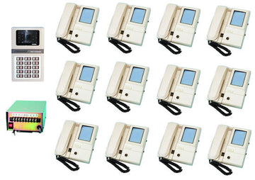 Interphone portier video noir blanc 12bp complet (3xw12xs,4c2v à rajouter) pour immeuble collectif ECLATS DESTOCKAGE