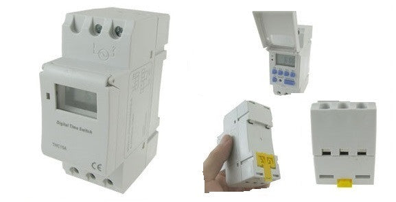 Interrupteur horaire 24dc 7jr digit 1of 16a horloge 24v thc15a programmable minuterie rail din 2200w ECLATS DESTOCKAGE