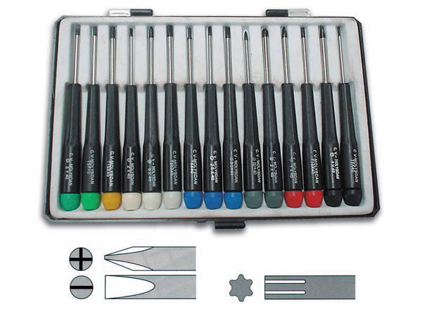 Jeu 15 tournevis plat cruciforme star vtset15 outil outillage travaux precision optique ordinateur ECLATS DESTOCKAGE