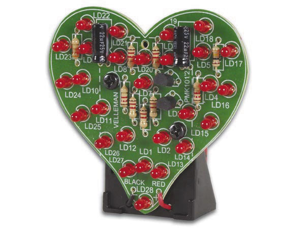 Kit a monter petits coeurs a 28 leds clignotantes electronique mk101 ECLATS DESTOCKAGE