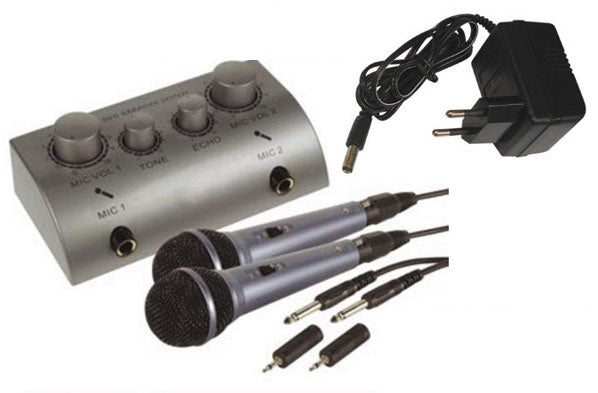 Kit de karaoke 2 micros mixage son microphone sonorisation micro fete musique vdsprom4 promix02 ECLATS DESTOCKAGE
