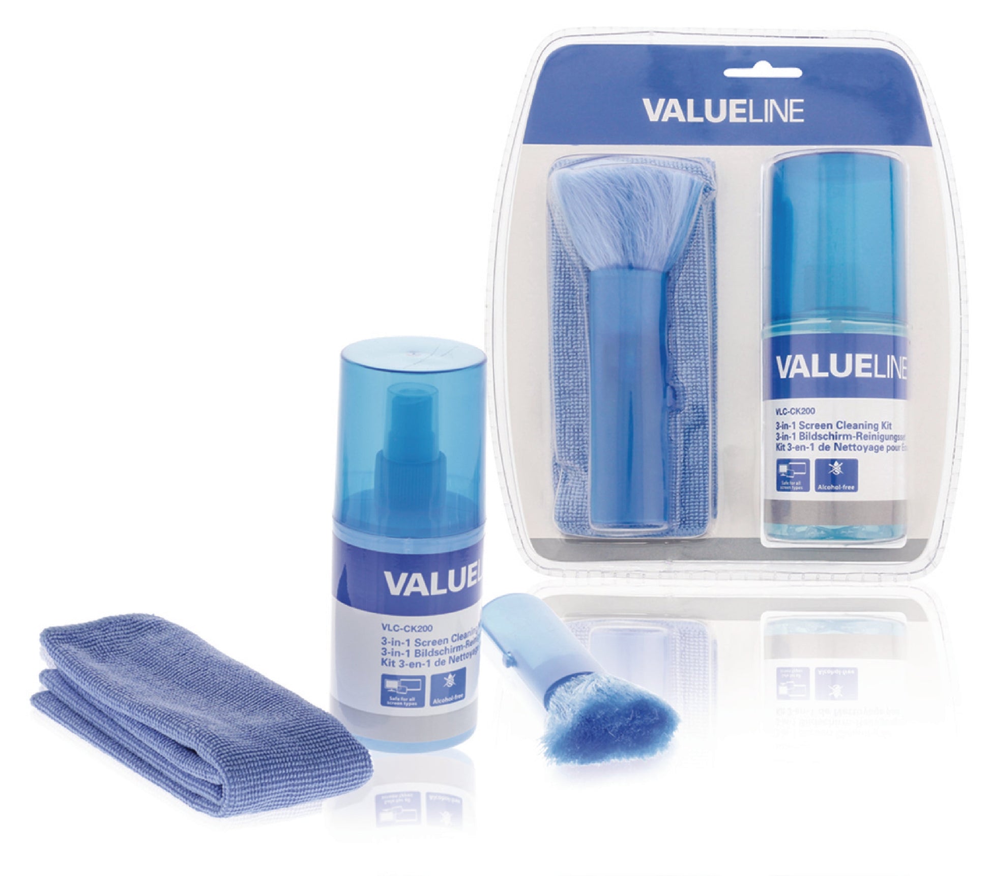 Kit de nettoyage antistatique sans alcool pour écrans TV tablette smartphone Kit 200 ml vlc-ck200 ECLATS DESTOCKAGE