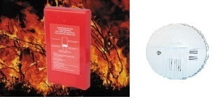 Kit de securité incendie couverture anti-feu + détecteur de fumée en14604 ECLATS DESTOCKAGE