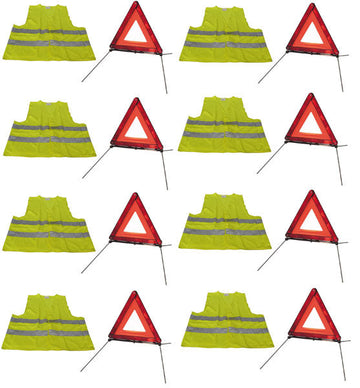 Kit securite route 8 triangle signalisation r27 en11 8 gilet réfléchissant l ce en 471 ECLATS DESTOCKAGE