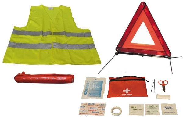Kit securite triangle gilet réfléchissant trousse pharmacie signalisation voiture auto r27 en471 ECLATS DESTOCKAGE