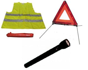 Kit securite triangle signalisation r27 gilet réfléchissant en471 torche eclairage ECLATS DESTOCKAGE