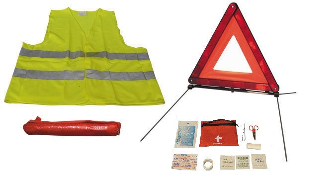 Kit securite voiture auto triangle gilet réfléchissant trousse medicale signalisation r27 en 471 ECLATS DESTOCKAGE