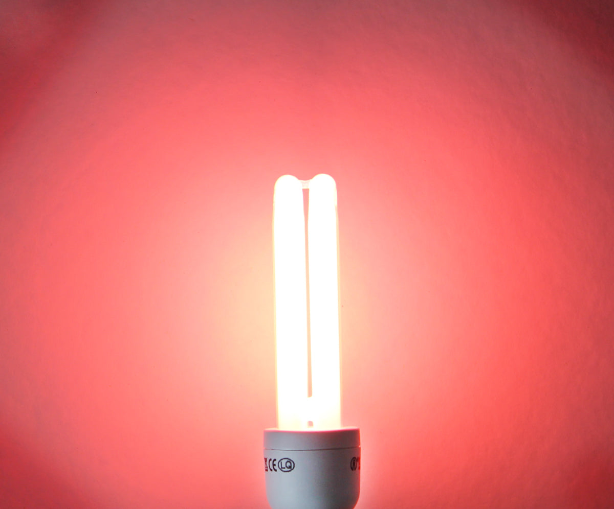 Lampe fluo rouge e27 220v 15w  75w ampoule fluocompacte eclairage basse consommation ecologie ECLATS DESTOCKAGE