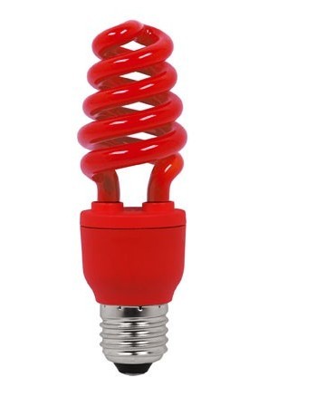 Lampe fluocompacte rouge spirale e27 220v 13w  75w ampoule eclairage fluo 230v 240v ECLATS DESTOCKAGE