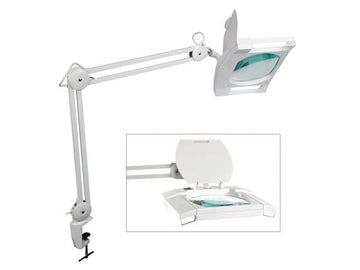 Lampe loupe 220v bras 3 dioptries 2x9w blanc eclairage vtlamp3wn tension fixation etau ECLATS DESTOCKAGE
