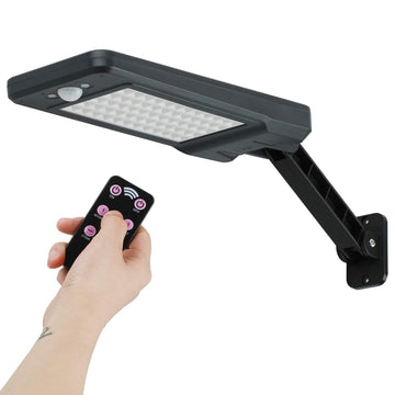 Lampe solaire Extérieur Etanche 60 LED IP65 + batterie + radar capteur Applique Murale Telecommande ECLATS DESTOCKAGE
