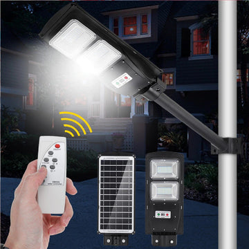 Lampe solaire Réverbère LED 60W Radar PIR capteur de mouvement télécommande ECLATS DESTOCKAGE