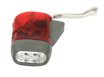 Lampe torche dynamo rouge eclairage lumiere gratuite 3 led economique energie renouvelable lag006.5107 ECLATS DESTOCKAGE