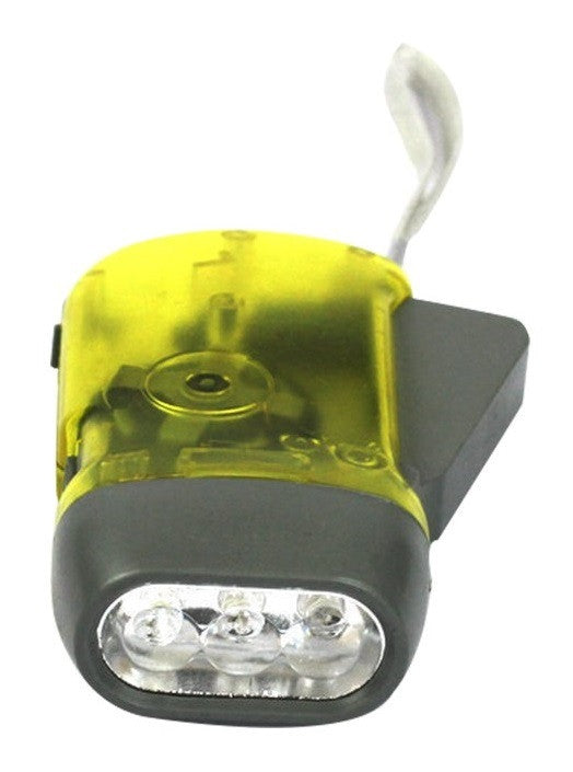 Lampe torche JAUNE dynamo eclairage lumiere gratuite 3 led economique energie renouvelable lag006.5107 ECLATS DESTOCKAGE