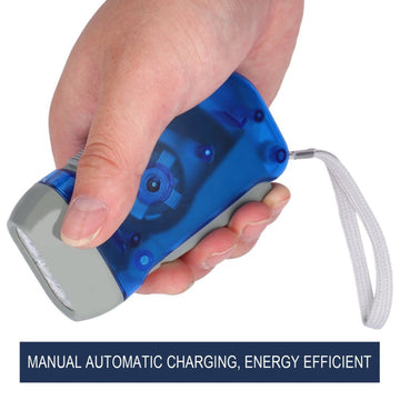 Lampe torche lumiere eclairage manivelle dynamo compacte 3 led chargeur zl388/10 pile lithium ECLATS DESTOCKAGE