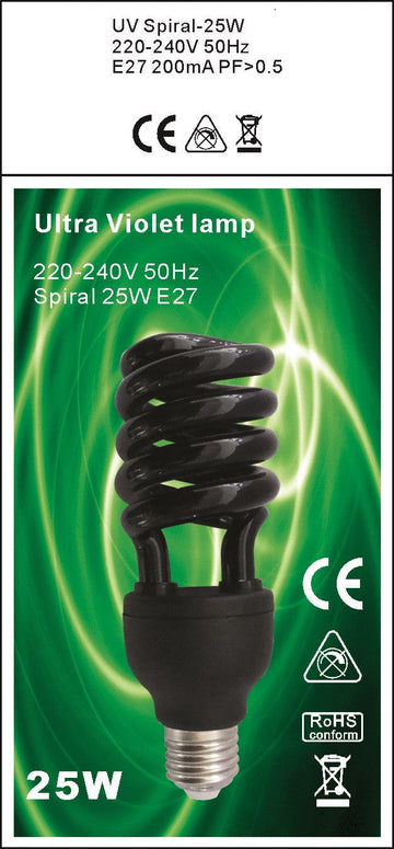 Lampe uv eclairage ultraviolet e27 15w 18w 20w 25w lumiere noire solneco ampoule fluocompacte 220v 230v 240v ECLATS DESTOCKAGE