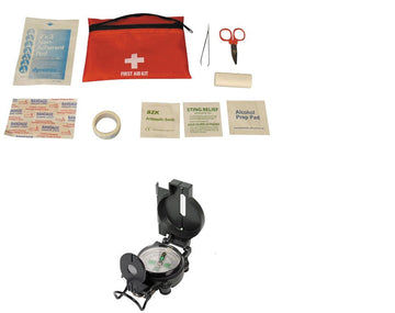Lot boussole look militaire + kit de survie premier secours trousse medicale ECLATS DESTOCKAGE