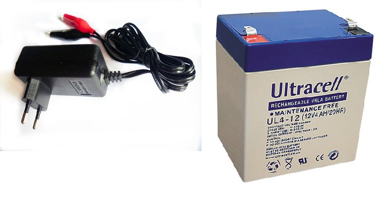 Lot de 1 batterie 12v 4ah + 1 chargeur 220v 12v 13.8v ECLATS DESTOCKAGE