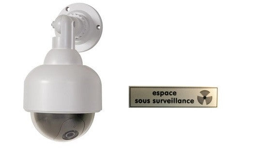 Lot de 1 camera factice + 1 etiquette cachee led rouge video surveillance securite dissuasion ECLATS DESTOCKAGE