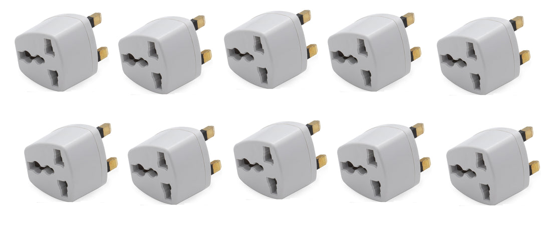 Lot de 10 adaptateurs secteur gb voyage uk prise electrique europeenne vers fiche anglaise - ECLATS DESTOCKAGE