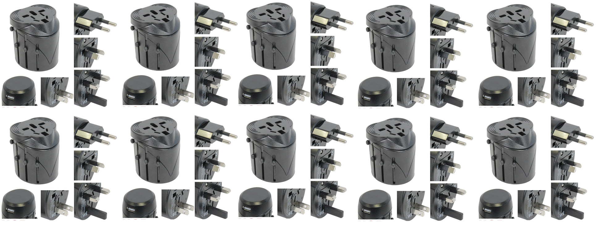 Lot de 10 adaptateurs secteur universel prise 150 pays avec usb voyage europe - ECLATS DESTOCKAGE