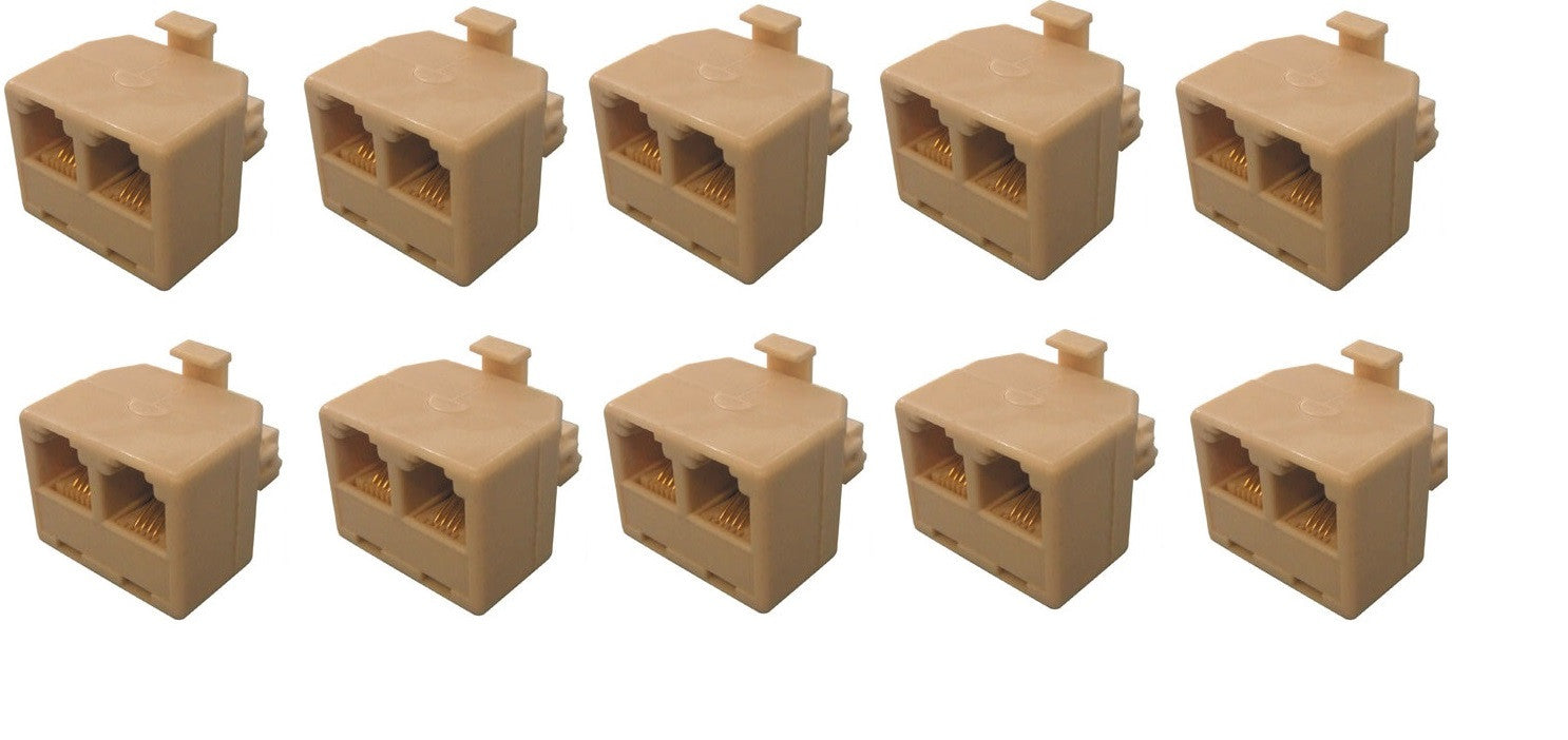 Lot de 10 adaptateurs telephonique rj12 mâle 2 rj12 femelle 6p4c dedoubleur voyage tcu7 ECLATS DESTOCKAGE