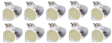 Lot de 10 ampoules 60 leds gu10 1.5w 2w 2.5w 3w 3.5w 4w 220v 230v smd 3528 spot blanc chaud ECLATS DESTOCKAGE